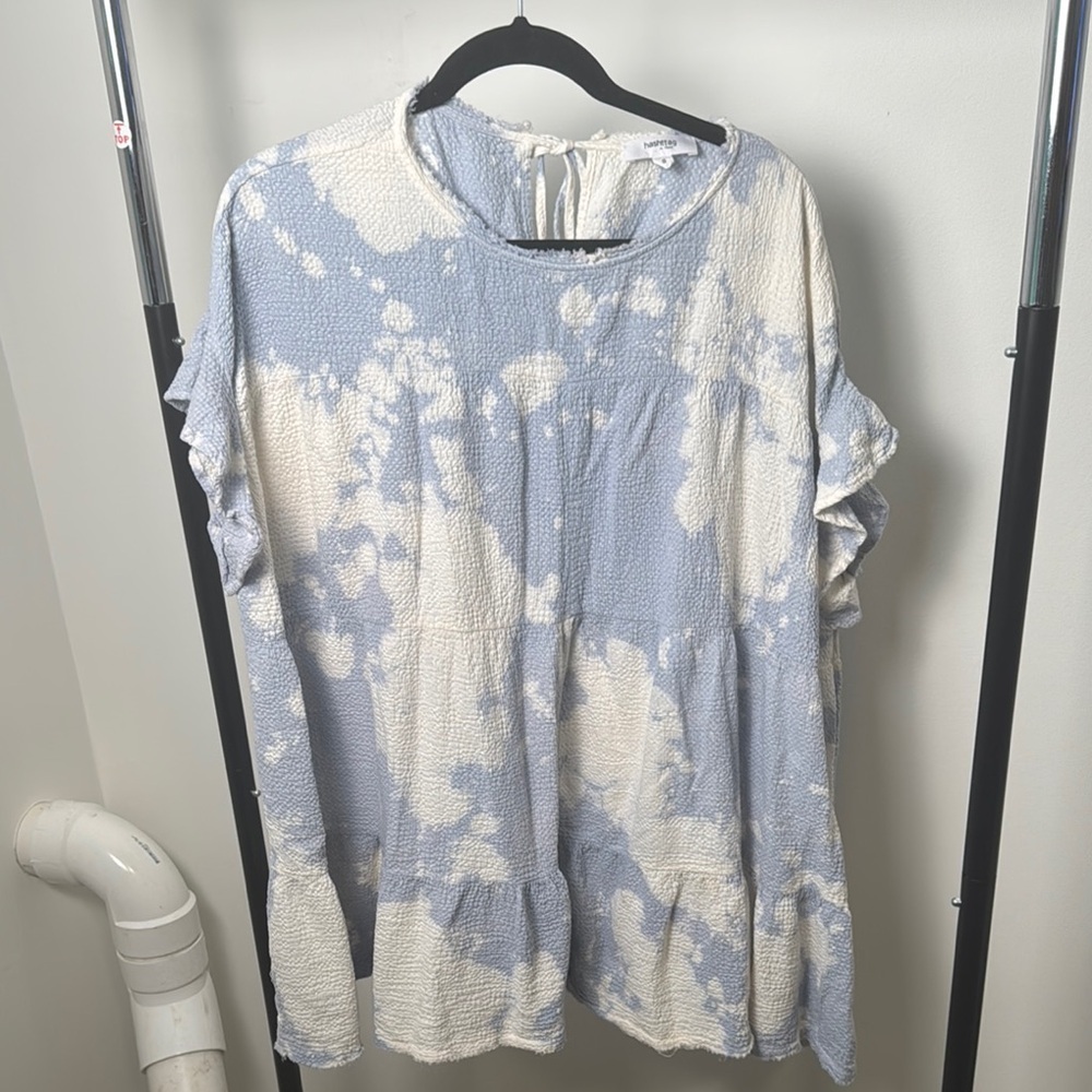 Hashttag Tie-Dye Flowy Mini Blue and White Summer Girly Dress Size Small